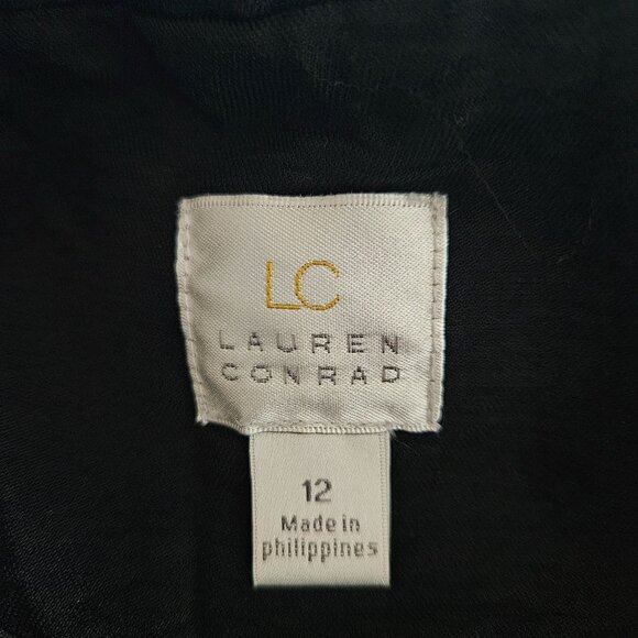 Lauren Conrad Size 12 Womens Black Open-Front Blazer Jacket 3/4 Ruched Sleeves - Picture 8 of 8